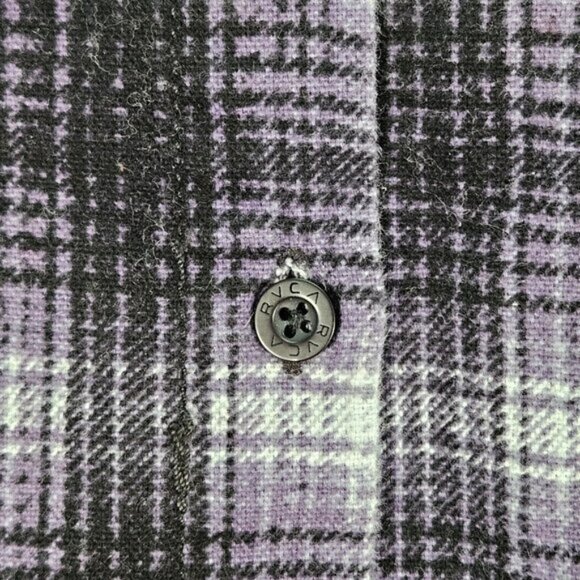 RCVA Jacket Hooded Purple White Black Plaid Pockets Long Sleeve Womens Size L - Picture 10 of 11
